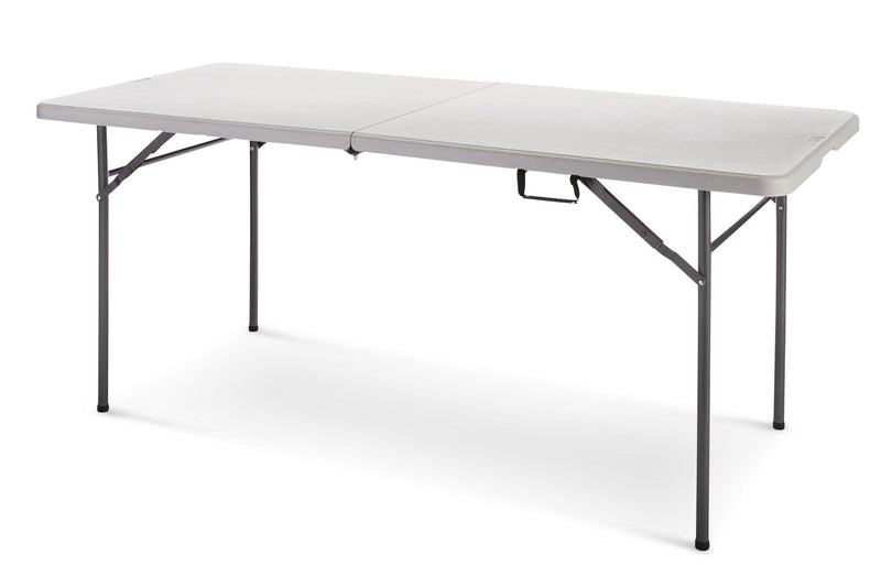 For Living 6-ft Portable Plastic & Metal Folding Table with Handle, Grey X3