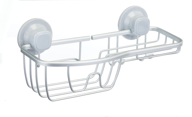 For Living Aluminum Rust-Resistant Suction Basket Shower Caddy with Hook, 3-in x 11-in x 5-in Z4