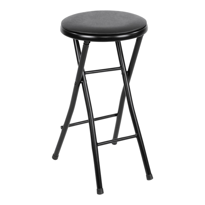 For Living Black Foldable Stool with Vinyl Padding S0