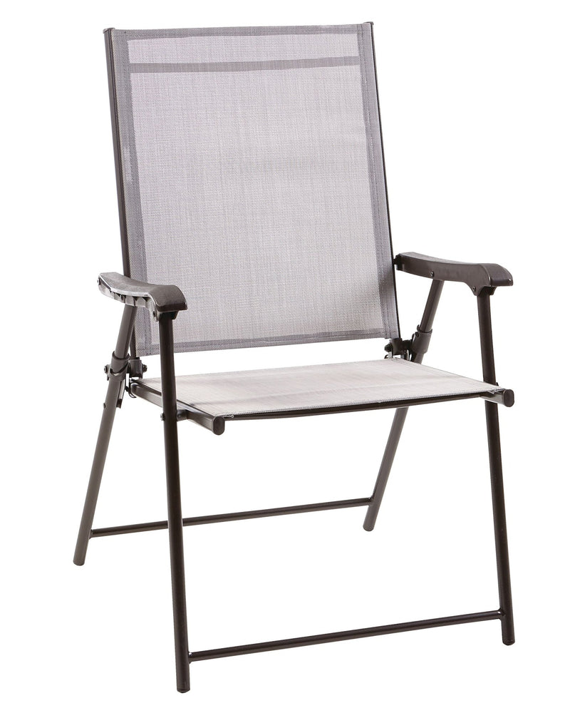 For Living Bluebay Sling Folding Outdoor Patio Accent Chair, Grey, 25x24x37-in S2