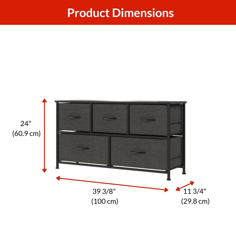 For Living Fabric 5-Drawer Storage Organizer, Grey M2
