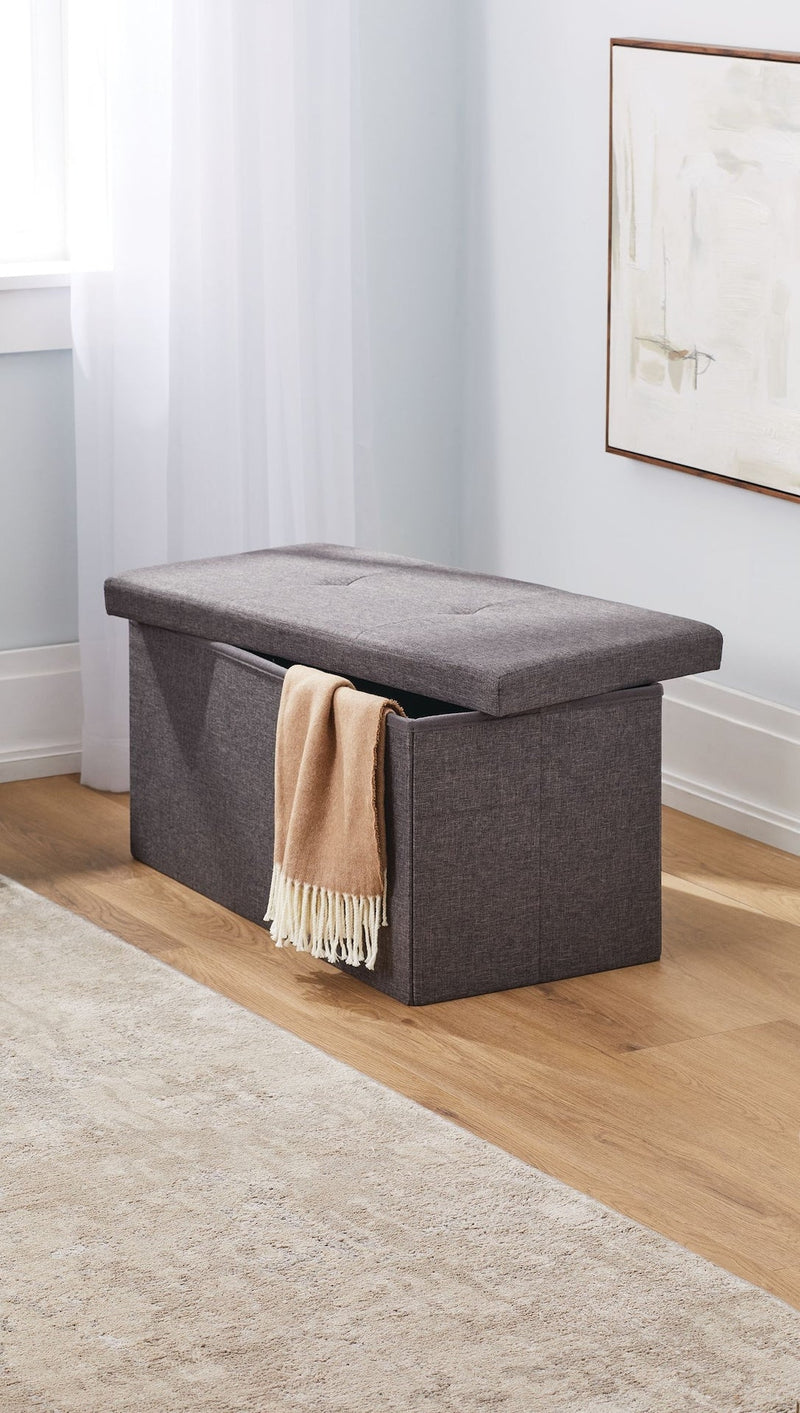 For Living Folding Double Storage Ottoman, Grey U4