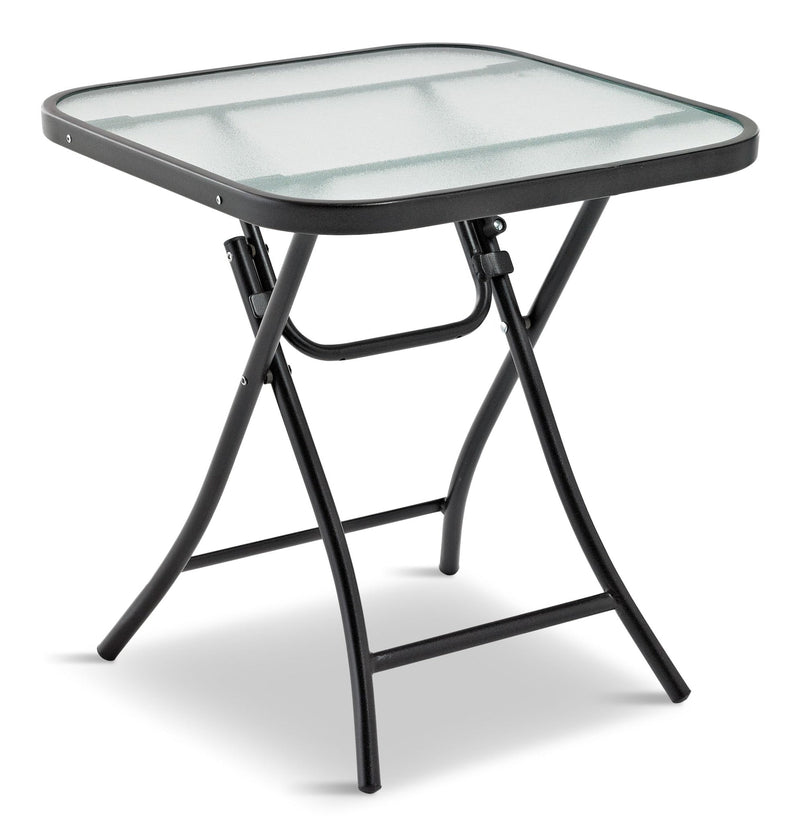 For Living Folding Outdoor/Patio Side Table with Glass Top, Assorted, 18-in R2