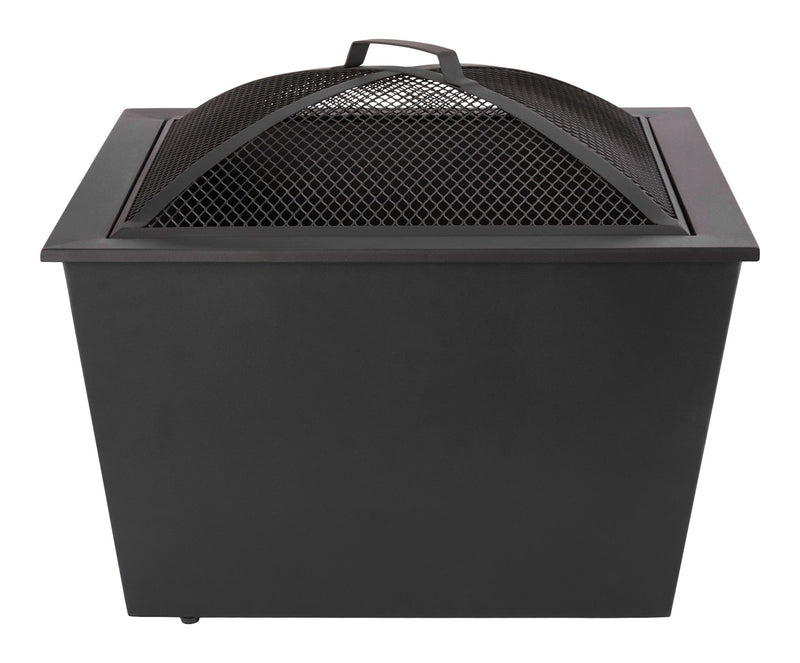 For Living Lyall Square Outdoor Wood Firepit, 20-in, Black U1