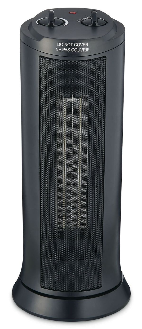 For Living Oscillating Tower Ceramic Space Heater withThermostat, 1500W, Black H1