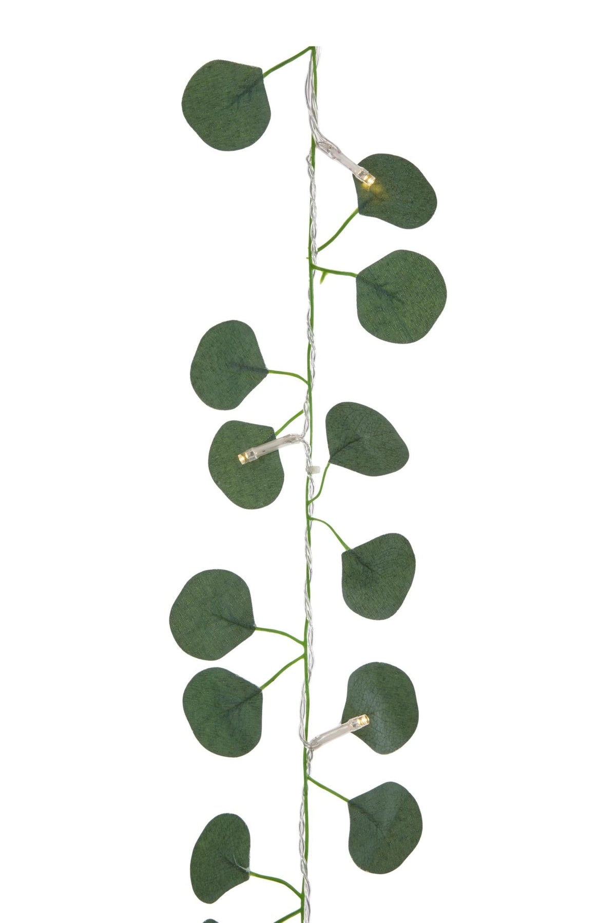 For Living Outdoor 12-Strand Warm White LED Curtain String Lights with Eucalyptus Leaves, 11.48-ft