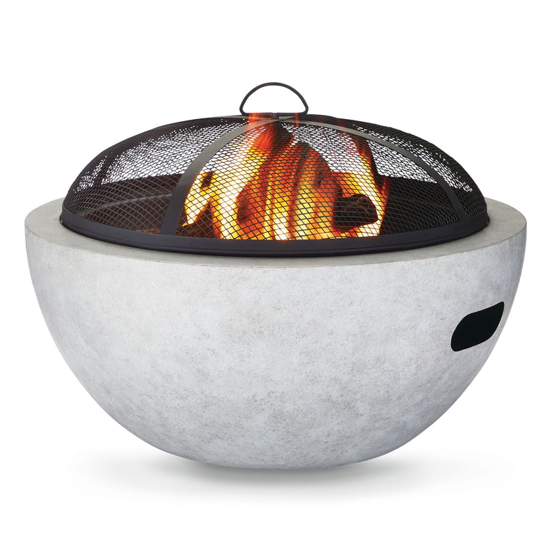 For Living Outdoor Round Steel Wood Burning Firepit with Spark Screen, 24-in Y7
