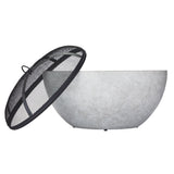 For Living Outdoor Round Steel Wood Burning Firepit with Spark Screen, 24-in