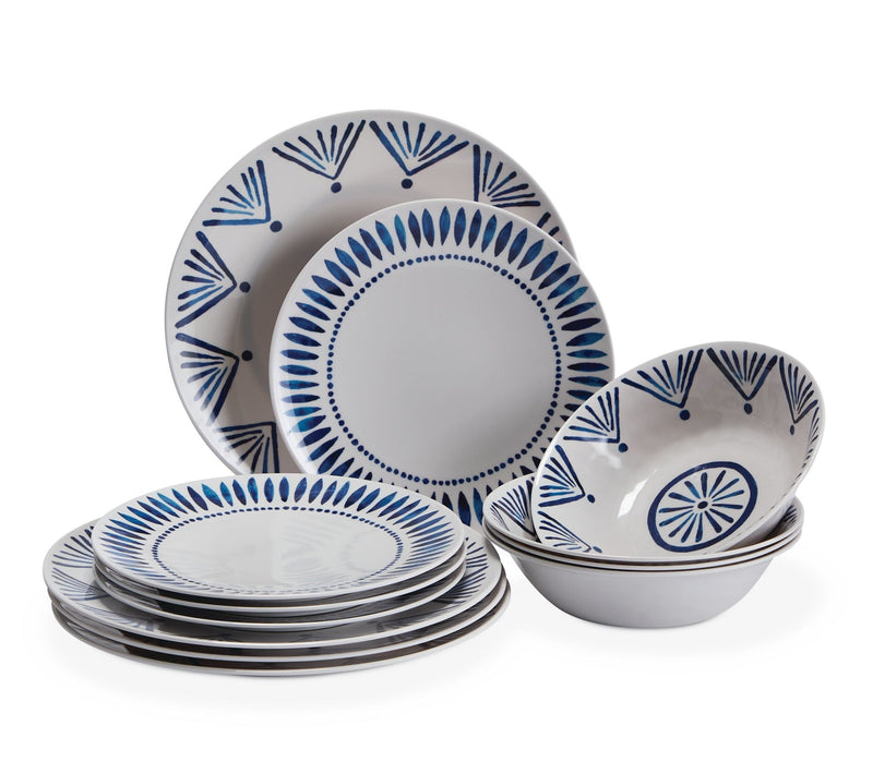 For Living Patio Dinnerware Set, 12-piece, Blue M0