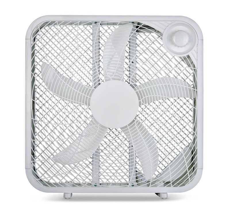 For Living Plastic 5-Blade Portable Box/Floor Fan, 2-Speed, White, 20-in N9