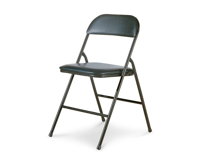 For Living Portable Vinyl Upholstered & Padded Metal Folding Chair, Black, 2-pk I8