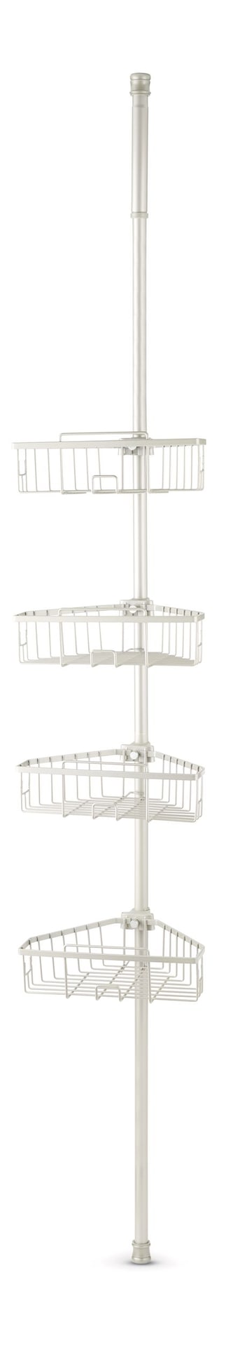 For Living Rust-Resistant Adjustable Basket Tension Pole Shower Caddy, Nickel, 108-in x 11-in x 9-in T5