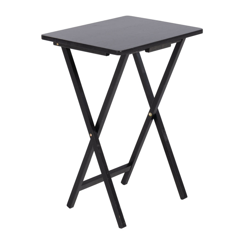 For Living Solid Wood Folding TV Tray, Stain-Resistant, Black H5