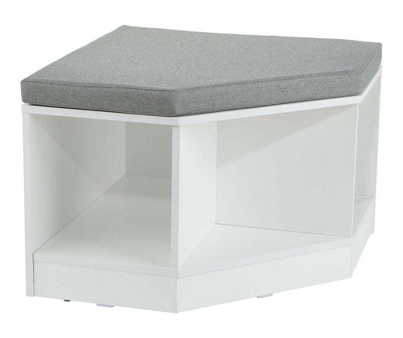 For Living Space Saving Corner Bench with Storage, White/Grey W6