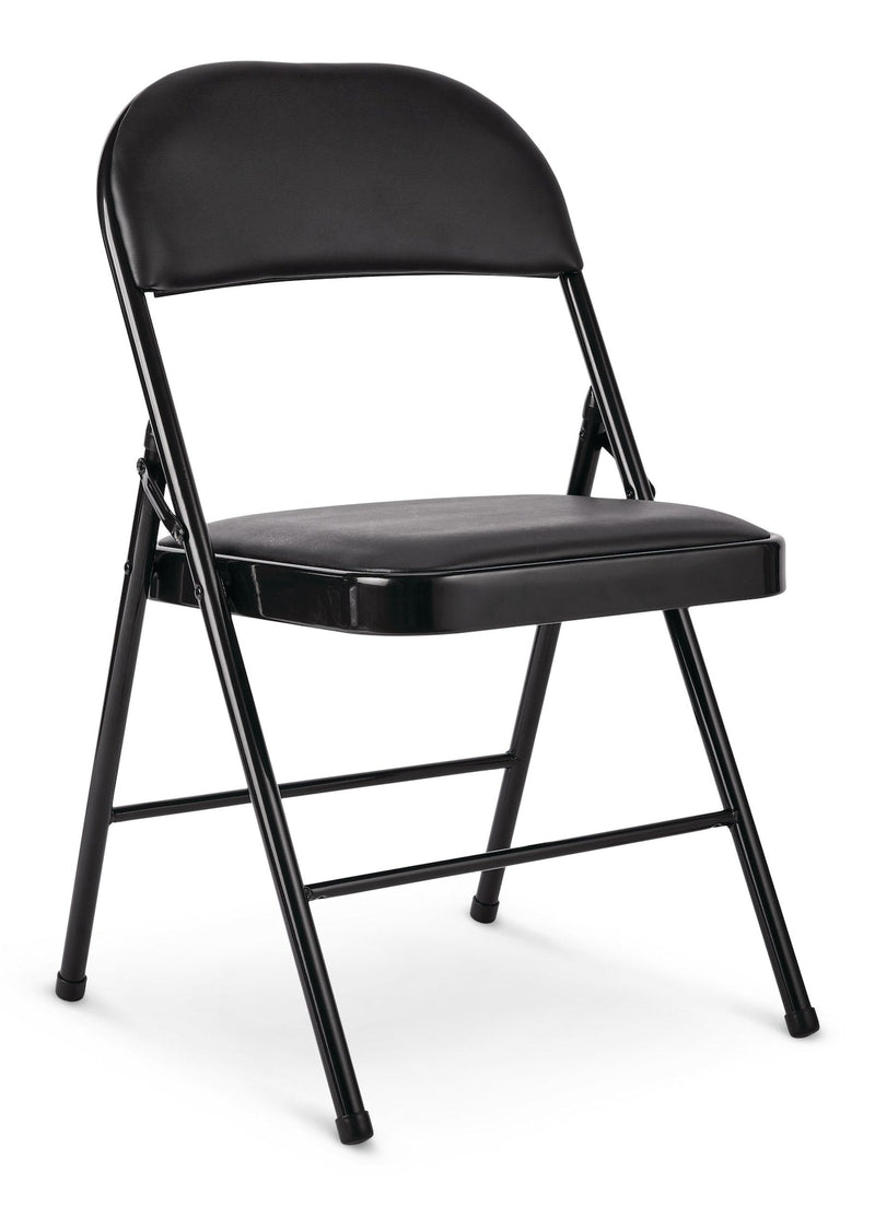 For Living Vinyl Padded Seat Folding Chair, Black N2
