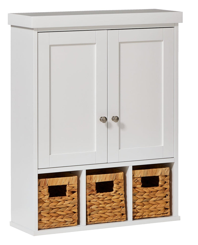 For Living Wall Mount Cabinet With Baskets, White E0