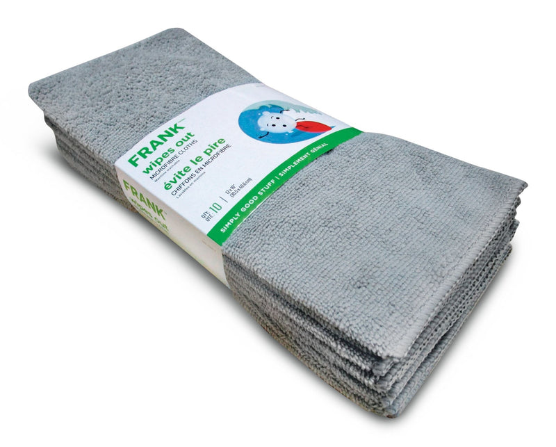 FRANK All-Purpose Machine Washable Microfibre Cloths, Grey, 10-pk I7