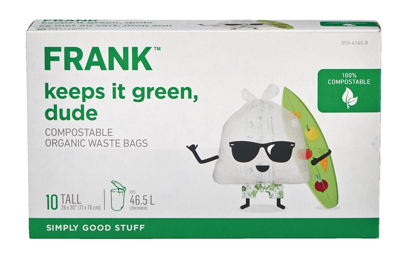 FRANK Tall Organic Compostable Food Waste Bags, 10-pk, 49-L I6