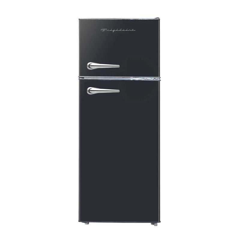 Frigidaire 7.5 cu ft Black Retro Top Mount Refrigerator with Classic Chrome Handle D3