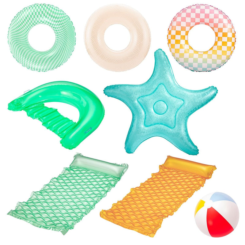Funsicle Party Pack Pool Loungers with Inflation Tool, 9-pc Z3