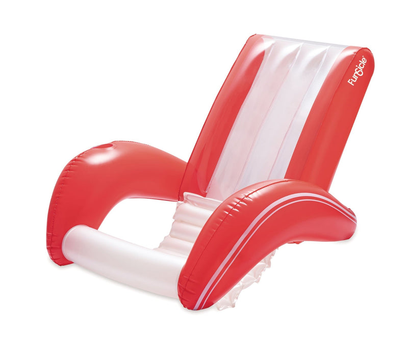 Funsicle Red and White Recliner Floating Pool Lounger, Ages 14+ E8
