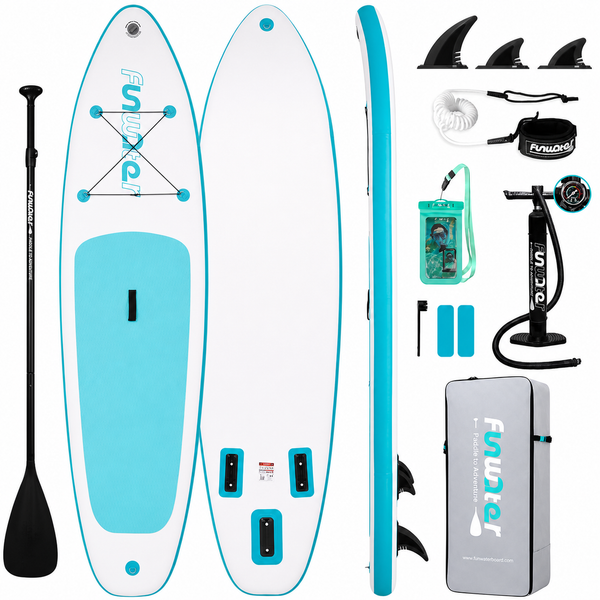 FunWater 10 ft 6 in Inflatable Stand Up Paddle Board Set – Sky Blue F7