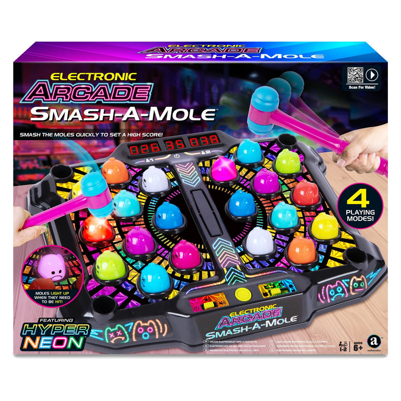 GAME Hyper Neon Series Whack A Mole Electronic Arcade for Ages 6+ Y8