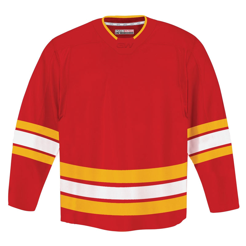 Gamewear 8500 Pro Team Hockey Jersey, Junior, Calgary Flames Home Colours, Various Sizes D8