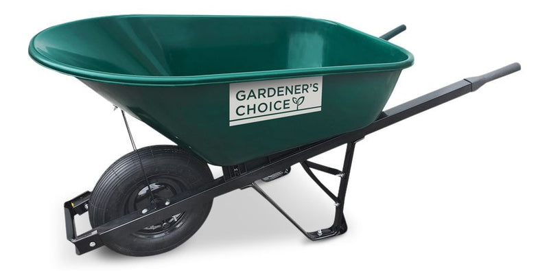Gardener's Choice 1-Wheel Homeowner Poly Tray Wheelbarrow with Steel Handles, 6-cu-ft Y7