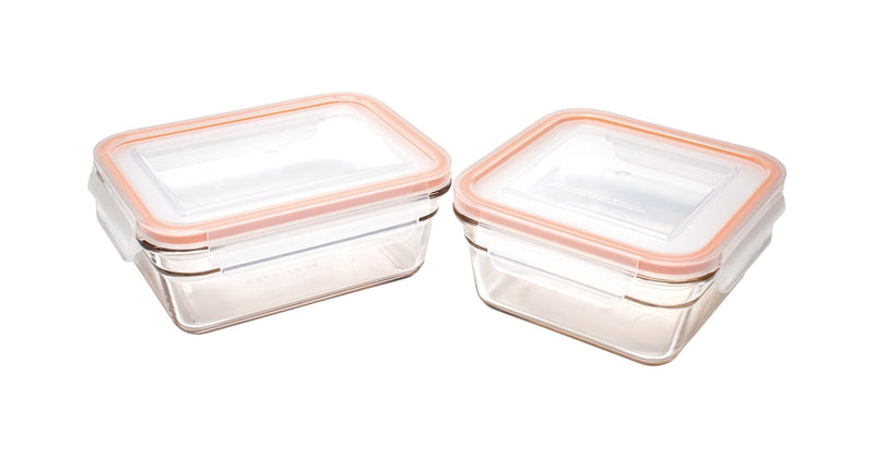 Glasslock Food Storage Container and Lid Set with Airtight Seal, Rectangular, Various Sizes, 6-pk, with Lids F9