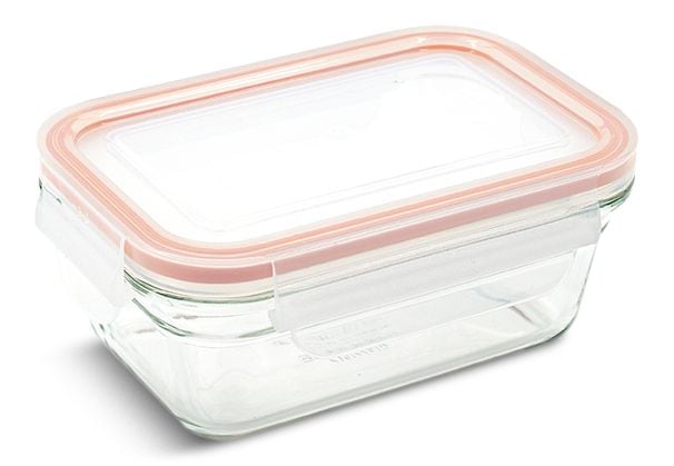 Glasslock Rectangle Glass Food Storage Container with Airtight Seal, 470-mL
