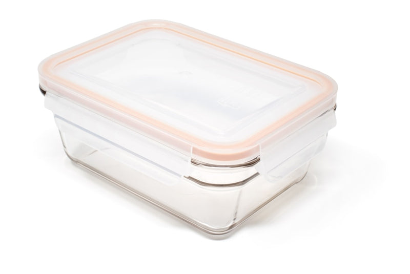 Glasslock Rectangular Glass Food Storage Container with Leakproof Lid, 970-mL W6