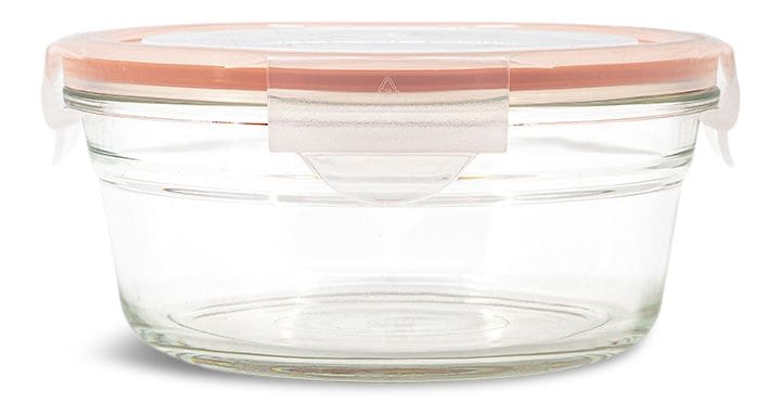 Glasslock Round Glass Food Storage Container with Leakproof Lid, 850-mL N0