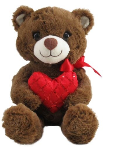 Goffa Valentine's Day 12-in Brown Bear with Heart Plush K1