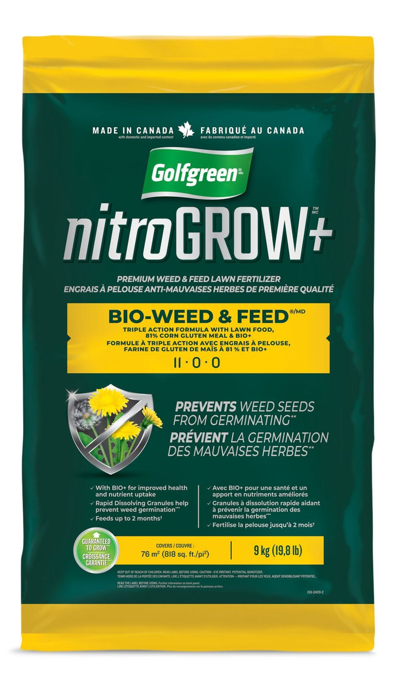 Golfgreen Nitrogrow+ Bio-Weed & Feed Lawn Fertilizer, 11-00-00, 9-kg R9