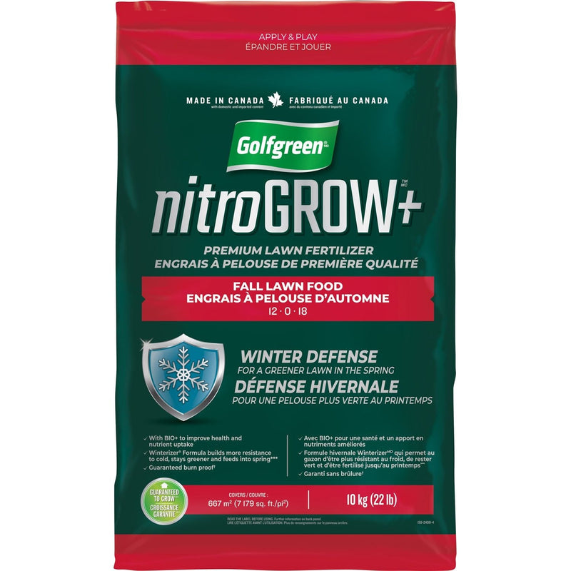 Golfgreen Nitrogrow+ Fall Lawn Food, 12-0-18, 10-kg X2
