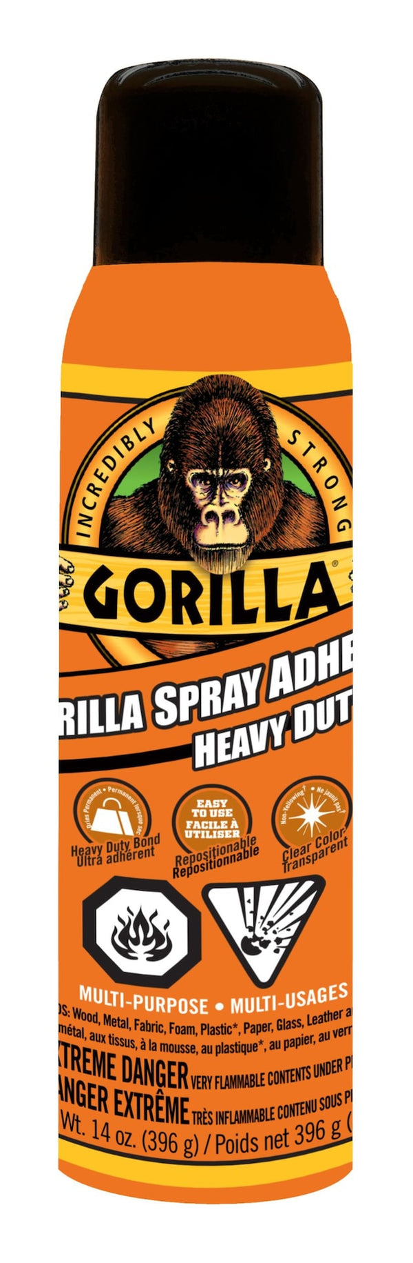 Gorilla Glue Spray Adhesive, Heavy-Duty, Weather-Resistant, Indoor/Outdoor, Clear, 1.4-oz A7