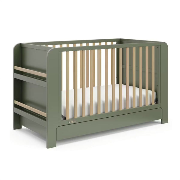 Graco Read-with-Me 4-in-1 Crib with Drawer - Olive/Driftwood U2