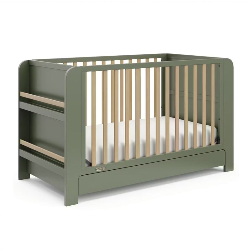 Graco Read-with-Me 4-in-1 Crib with Drawer - Olive/Driftwood U2