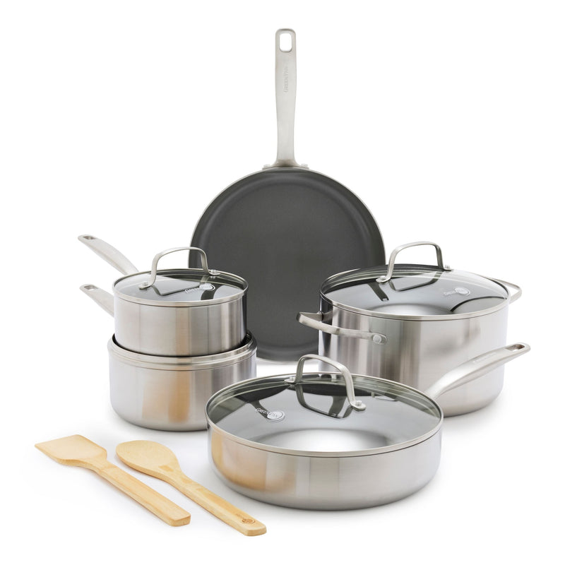 GreenPan Chatham Stainless Steel Ceramic Cookware Set, 11-pc M1