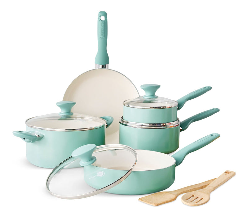 GreenPan Rio Ceramic Cookware Set, Dishwasher & Oven Safe, 11-pc O6