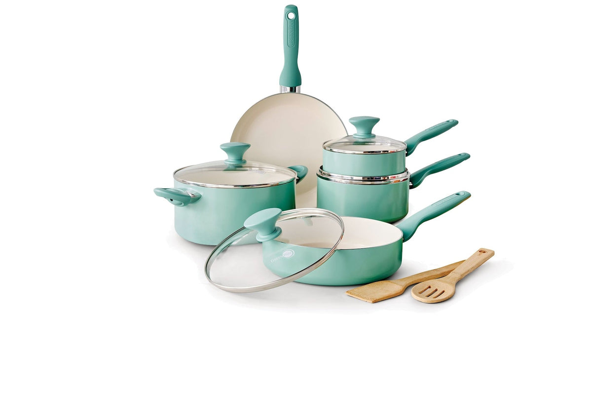GreenPan Rio Ceramic Cookware Set, Dishwasher & Oven Safe, 11-pc