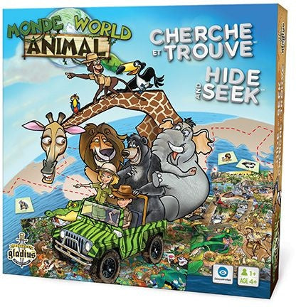 Hide and Seek Animal World Family Board Game, Bilingual, Ages 4+ J0