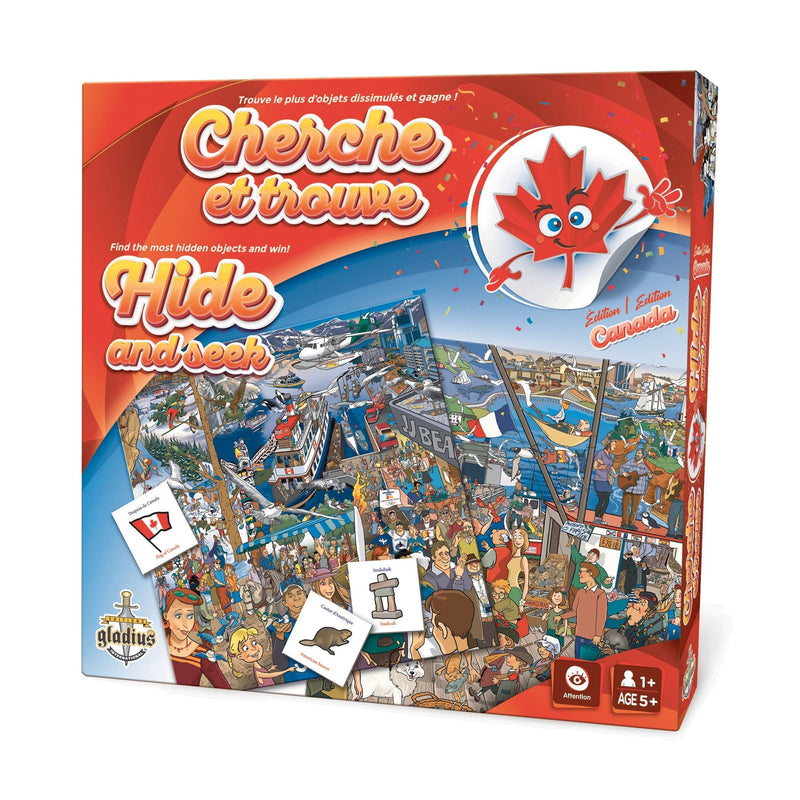 Hide and Seek Family Board Game, Canada-Edition, Bilingual, Ages 5+ W4