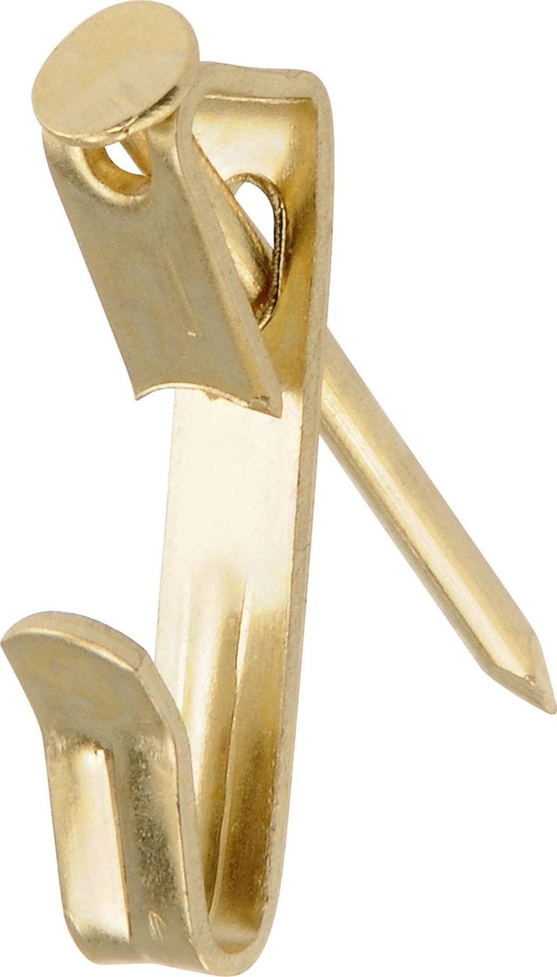 Hillman Conventional Picture Hanger, For DrywAll/ Plaster WAll, 30-lb Capacity, Brass Plated, 6-pk B8