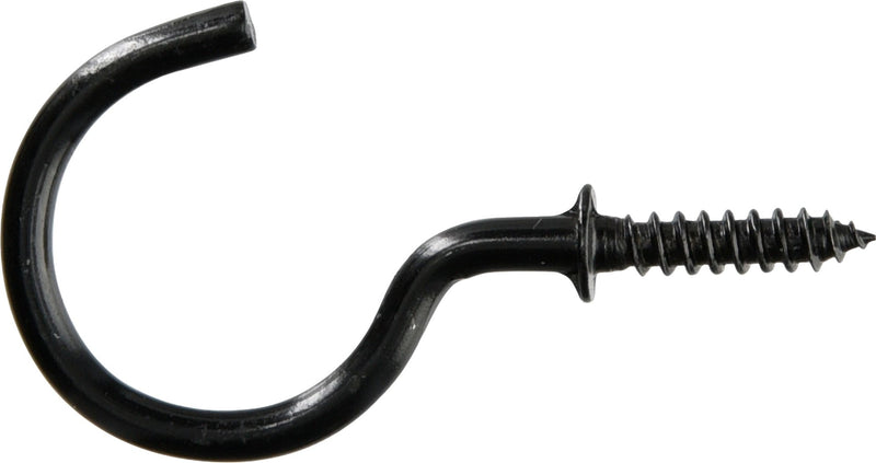 Hillman Mug Cup Hook, Half Hook Half Screw, Black, 7/8-in, 40-pk B0
