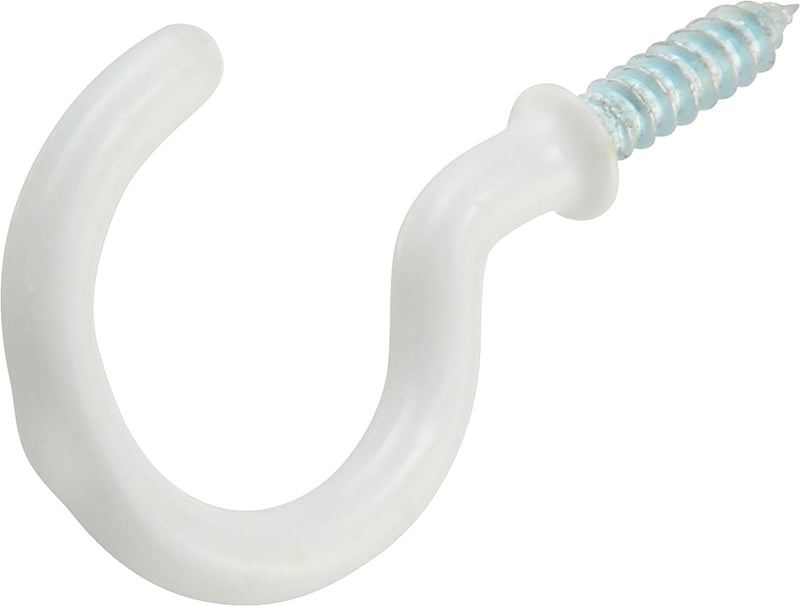 Hillman Steel Vinyl Mug Cup Hooks, Screw-In, White, 1-1/4in, 2-pk D7