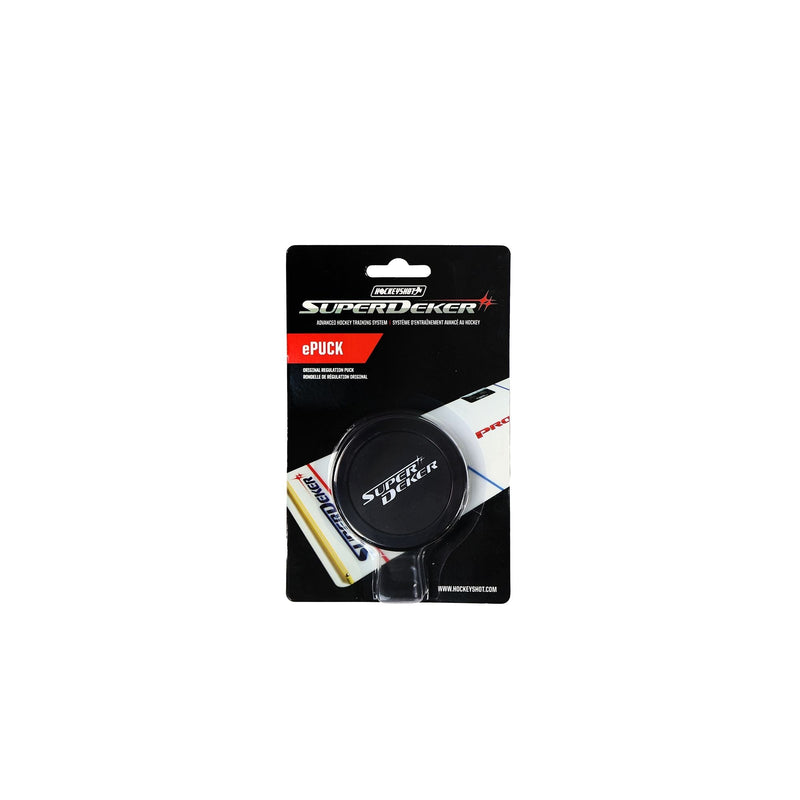 HockeyShot SuperDeker ePuck Hockey Training Aid, Regulation Size, Black, 5.5-oz V8