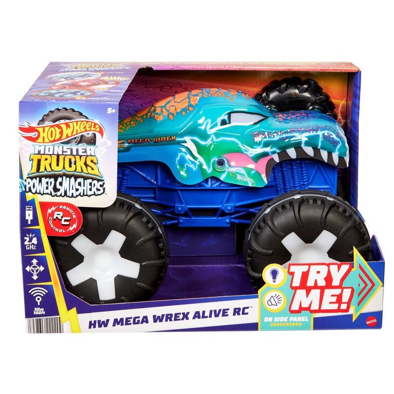 Hot Wheels Monster Truck Remote Controlled 1:15 Scale Mega Wrex Toy Vehicle with Sounds & Lights, Ages 5+ V0
