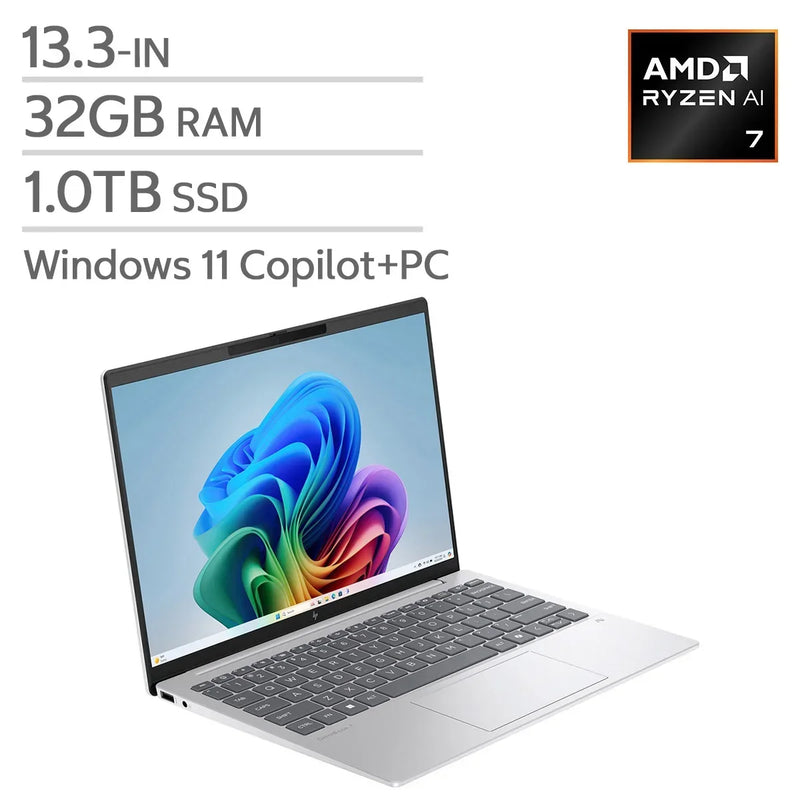 HP Omnibook 7 Aero 13.3-in. Copilot+ PC Laptop, AMD Ryzen AI 7 350, 32 GB RAM, 1 TB SSD L0